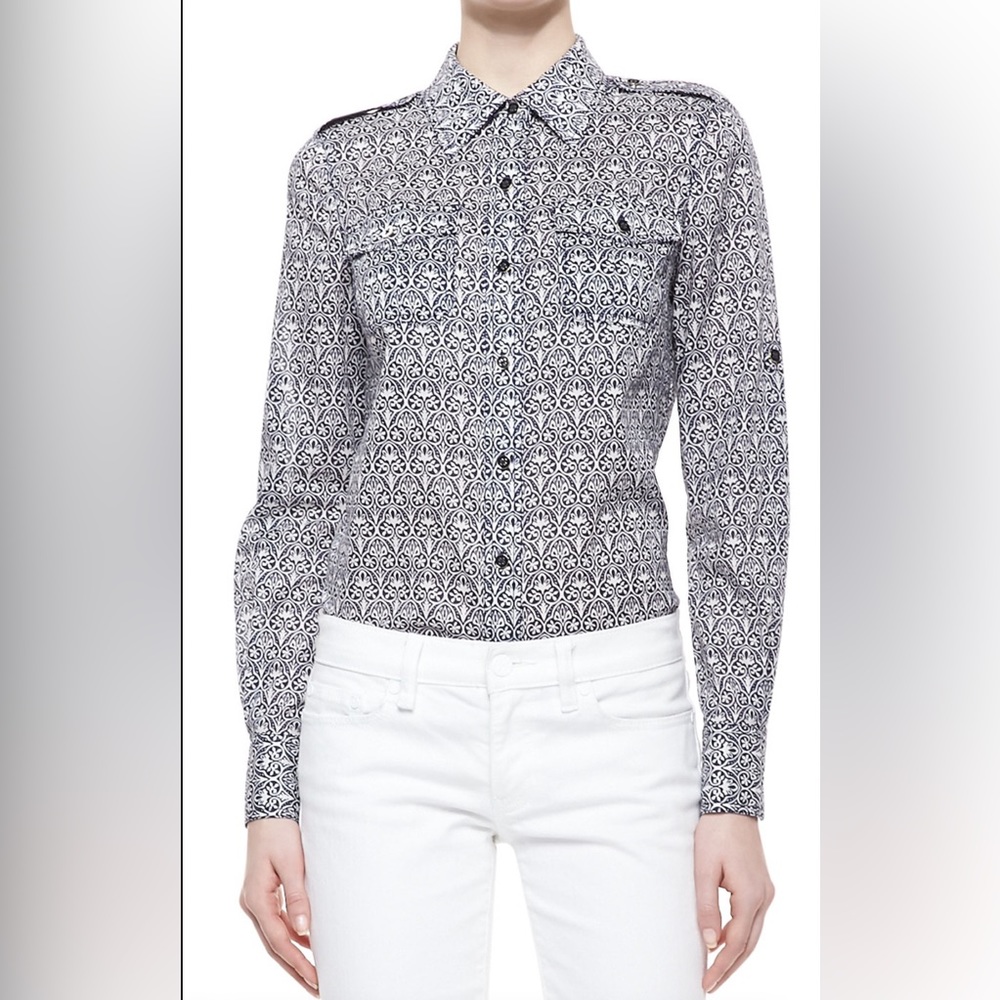 Tory Burch Brigitte Printed Button-down Blouse (Size 2)